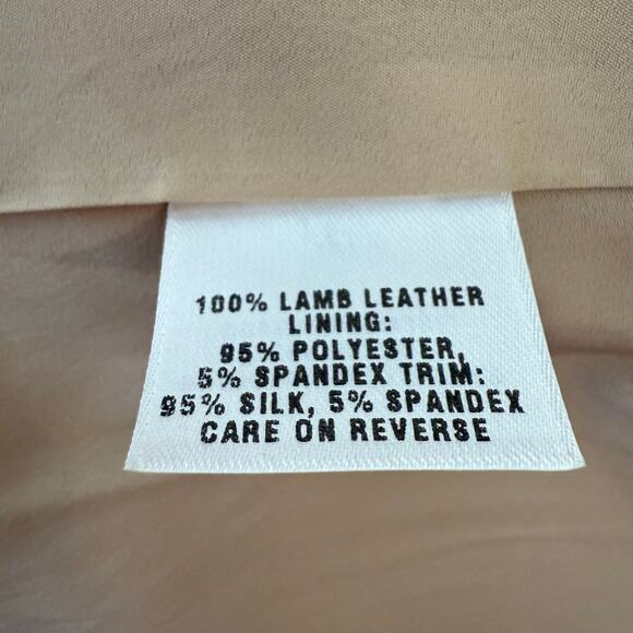 St. John Lamb Leather Jacket Full Zip Peachy Orange with Grommets Size Small - Picture 15 of 16